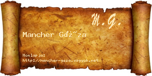 Mancher Géza névjegykártya