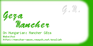 geza mancher business card